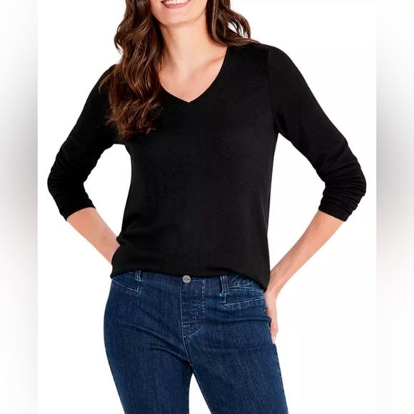 NIC+ZOE Tops - NZT by NIC+ZOE V-Neck Sweet Dreams Long Sleeve Top - XXL Black